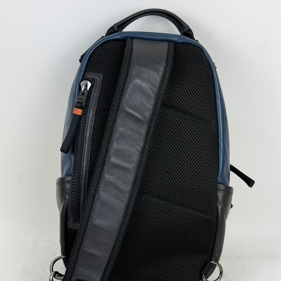 Genuine Men's COACH EDGE Pack Colorblock Crossbody Leather Bag Navy Blue White - Picture 3 of 16